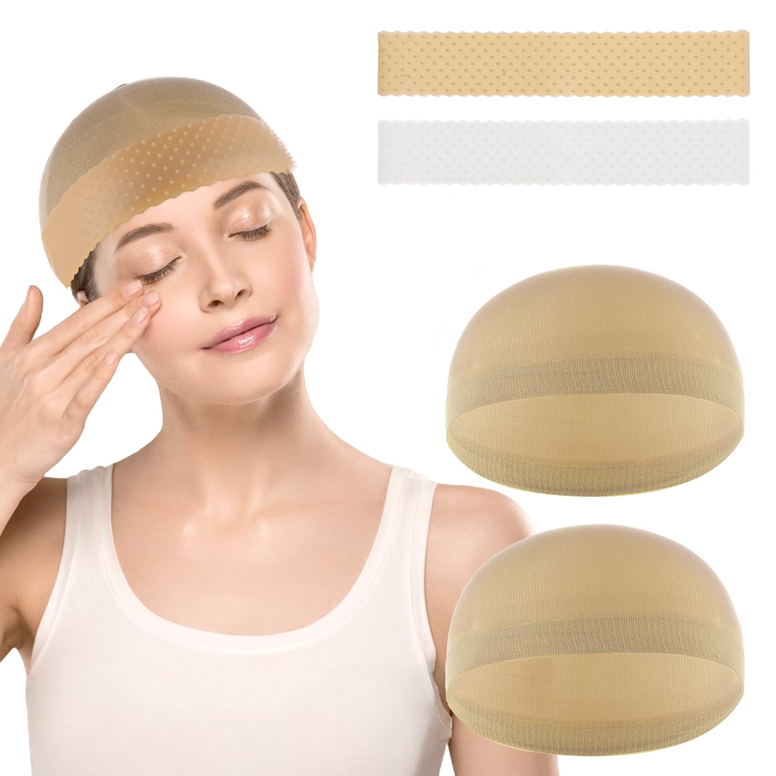 4 Pcs Wig Grip Band Wig Caps For Women Non Slip Nylon Wig Headband Transparent Silicone Wig Band For Lace Front Secure Hold Wig Cap With Grip Band Wig Accessories Kit For Men Women Sports Yoga