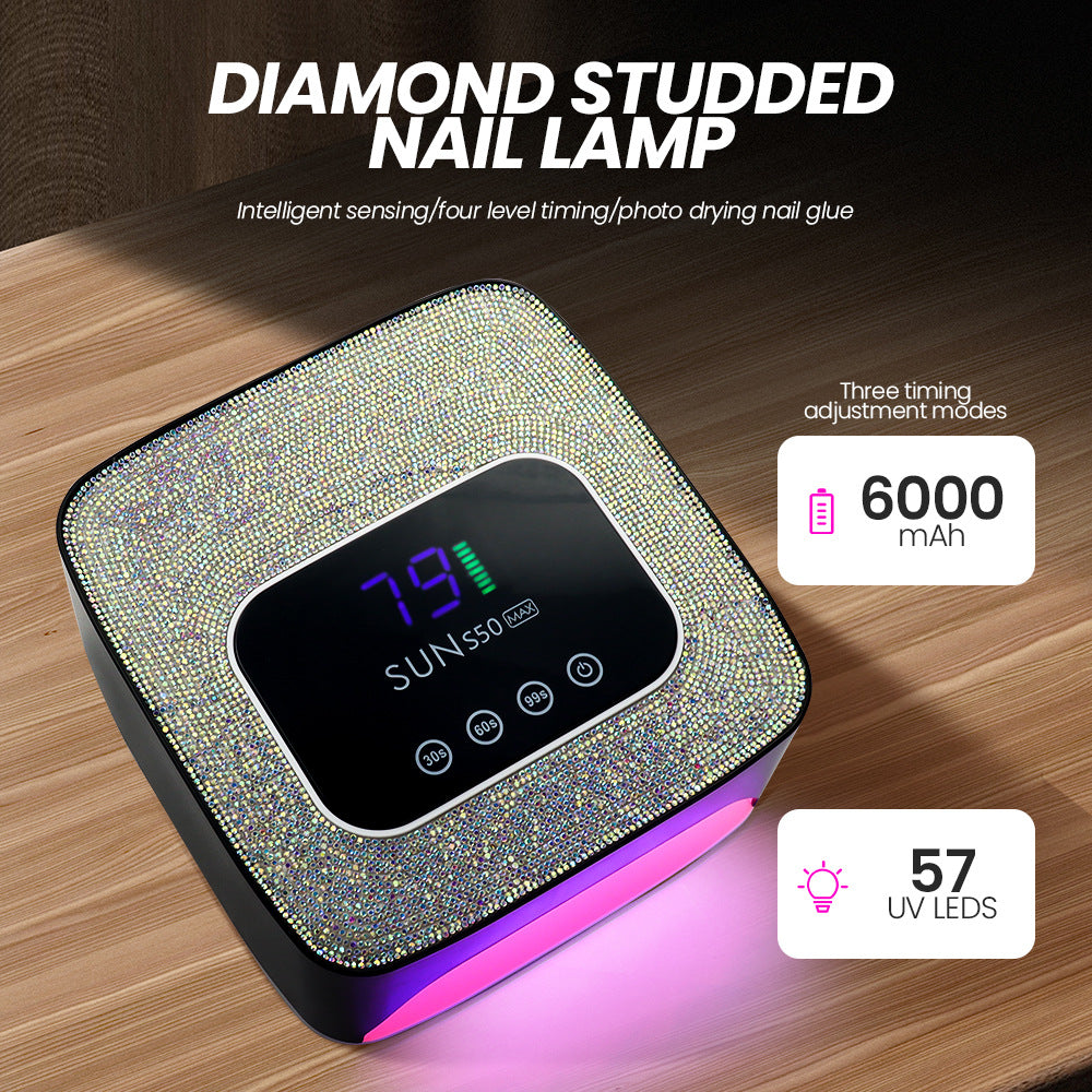 Cross-Border Nail Phototherapy Machine 57Led Nail Baking Lamp Dryer Diamond Phototherapy Lamp Battery Nail Baking Lamp