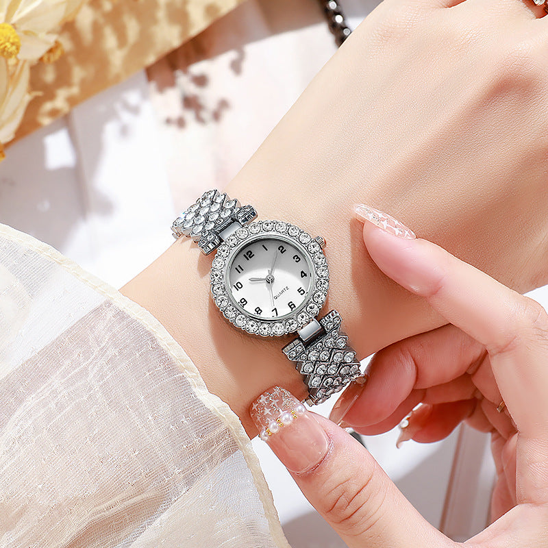 2024 foreign trade new diamond bracelet quartz watch watch round digital face fashion casual in stock watch wholesale