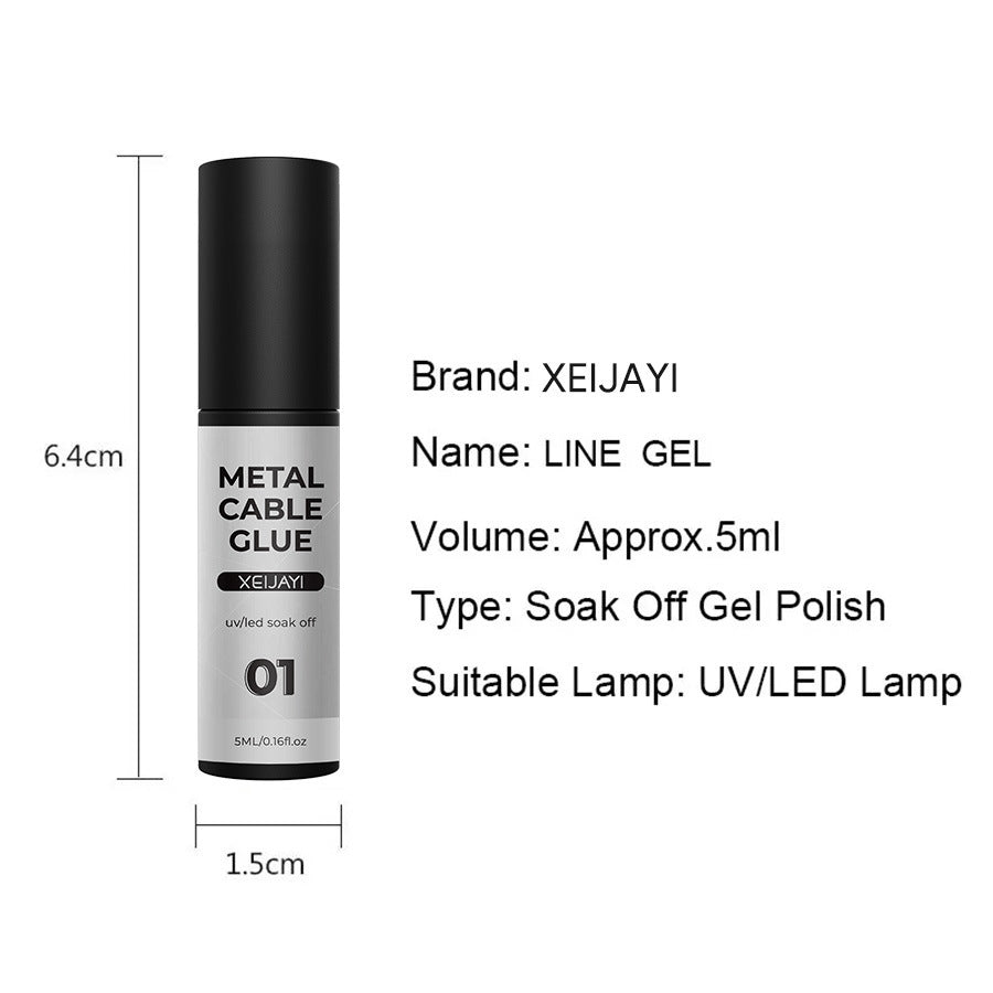 5ml nail metal pull line glue hook edge painting high density metal glue phototherapy glue nail shop dedicated