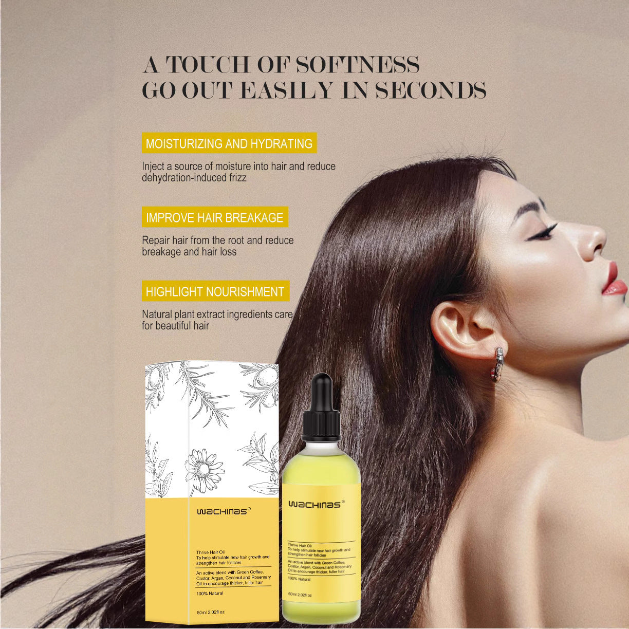 Cross-border Hot Selling Hair Care Essential Oil Moisturizes Hair, Smooth and Not Irritable Hair Care Source in stock