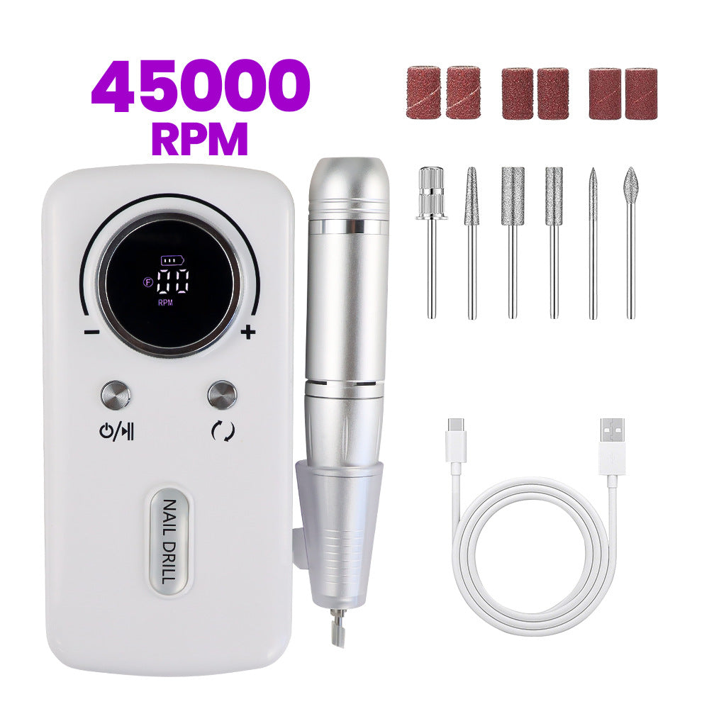 Cross-Border Nail Polisher Set Rechargeable Portable Nail Polisher 45000 Rpm Powerful Nail Remover and Polisher