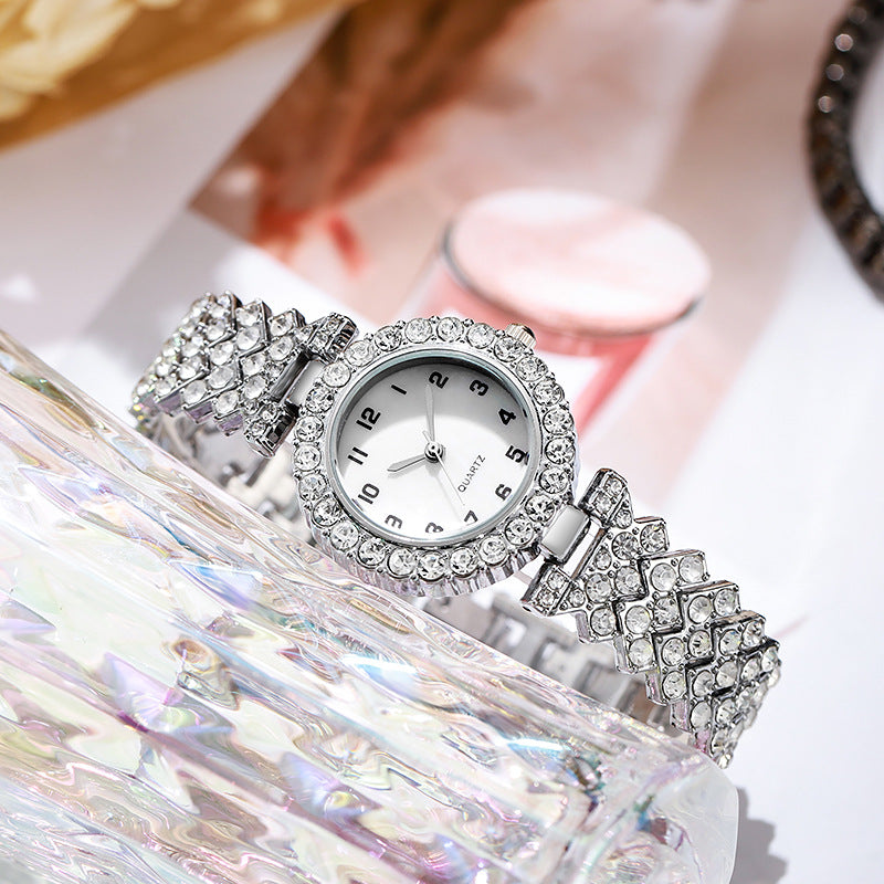 2024 foreign trade new diamond bracelet quartz watch watch round digital face fashion casual in stock watch wholesale