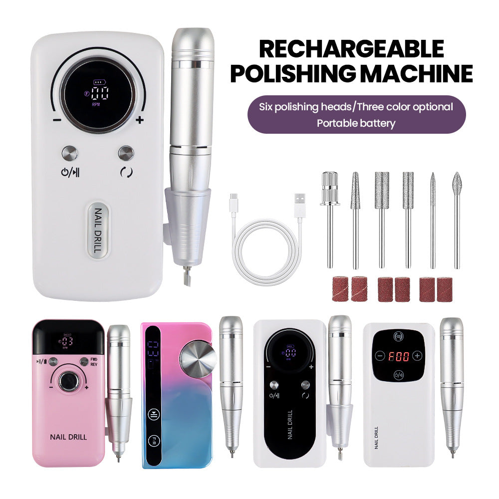 Cross-Border Nail Polisher Set Rechargeable Portable Nail Polisher 45000 Rpm Powerful Nail Remover and Polisher
