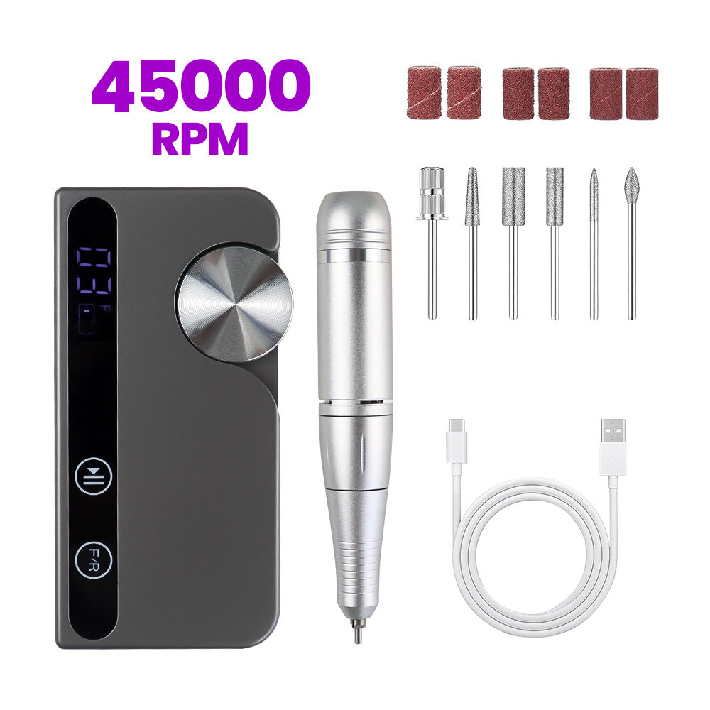 Cross-Border Nail Polisher Set Rechargeable Portable Nail Polisher 45000 Rpm Powerful Nail Remover and Polisher
