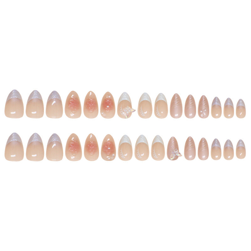 Nail Art Patch Removable Nail Butterfly Fake Nail Sweet Wear Nail Three-dimensional Blush Armor Drill 30 Pieces