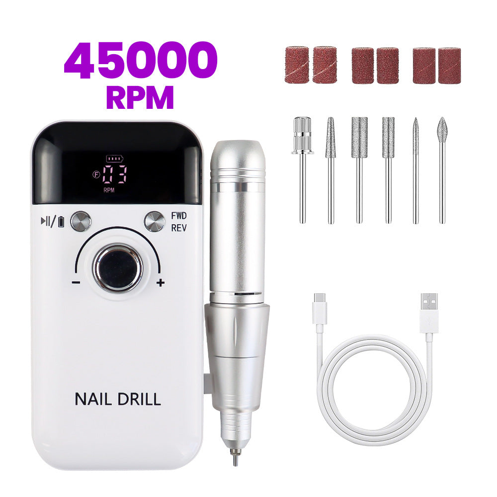 Cross-Border Nail Polisher Set Rechargeable Portable Nail Polisher 45000 Rpm Powerful Nail Remover and Polisher