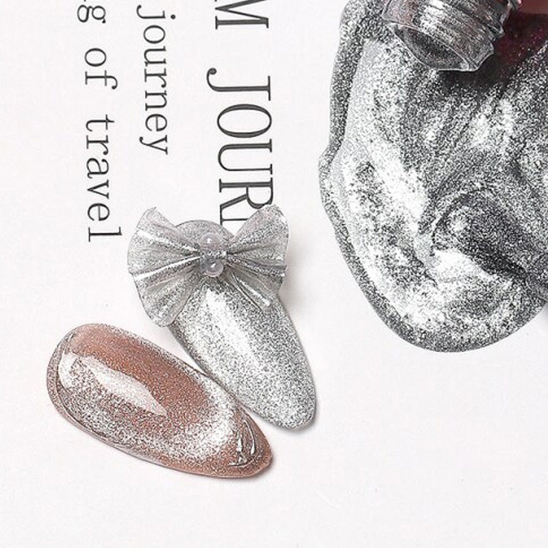 New Arrival Crystal Cat's Eye Nail Polish Glue Ice Silver White Wide Cat's Eye 2021 New Popular Smoothie Moonstone Cat's Eye Gel