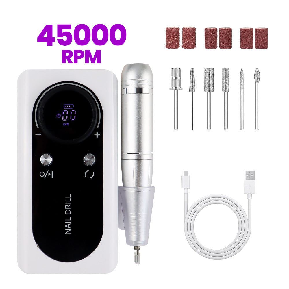 Cross-Border Nail Polisher Set Rechargeable Portable Nail Polisher 45000 Rpm Powerful Nail Remover and Polisher