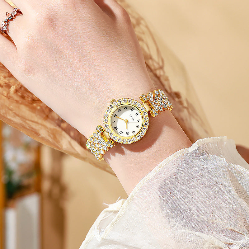 2024 foreign trade new diamond bracelet quartz watch watch round digital face fashion casual in stock watch wholesale