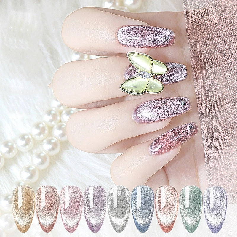 New Arrival Crystal Cat's Eye Nail Polish Glue Ice Silver White Wide Cat's Eye 2021 New Popular Smoothie Moonstone Cat's Eye Gel