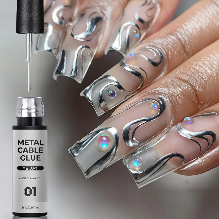 5ml nail metal pull line glue hook edge painting high density metal glue phototherapy glue nail shop dedicated