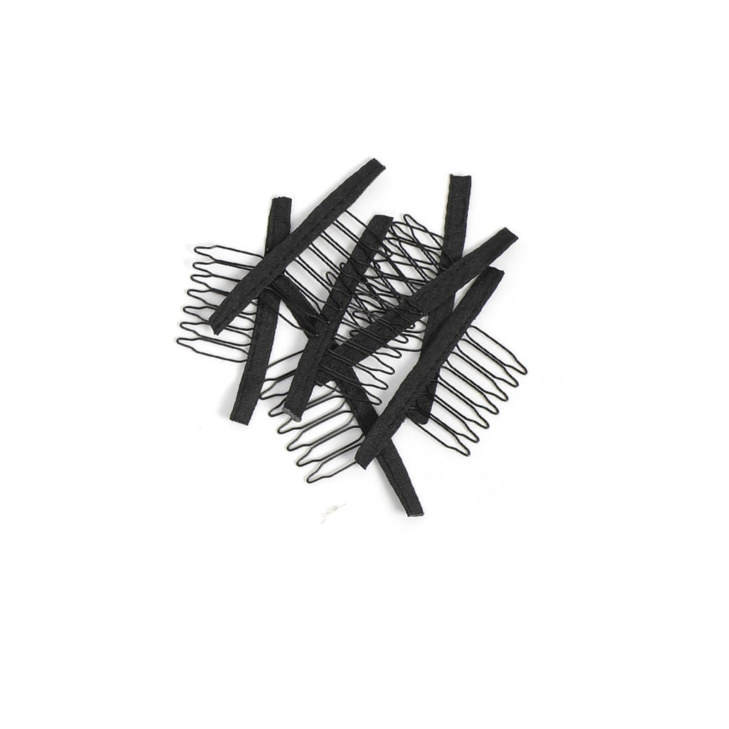 JIUSERLU 20 Pieces Wig Combs 7-teeth Wig Clips to Secure Wig Wig Accessories Tools For Making Wig Caps Black (20 Pcs)