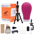 LIYATE Wig Stand Tripod with Head Wig Head Stand with Mannequin Head 23 Inch Wig Head Mini Wig Stand Tripod for Mannequin Head Wig Making Kit and Supplies Wig Cap T Pins Set Phone Holder